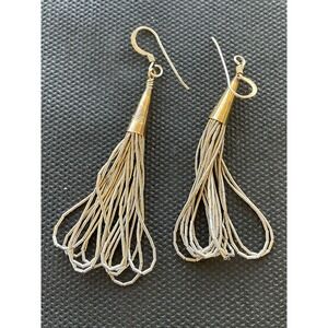 Vintage Native American Multi Strand Liquid Silver Dangle Earrings